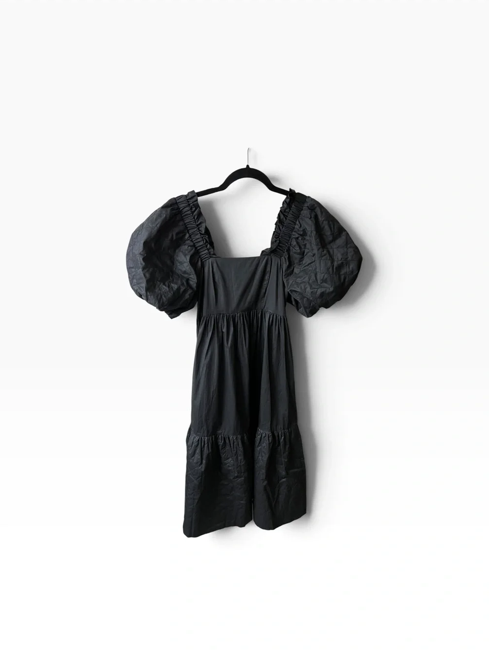 CROSBY by Mollie Burch, NWT, Black Puff-Sleeve Smocked Dress, size XXS